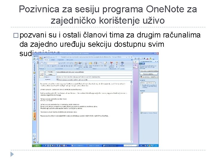 Pozivnica za sesiju programa One. Note za zajedničko korištenje uživo � pozvani su i