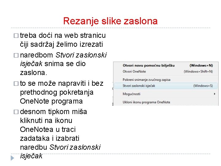 Rezanje slike zaslona � treba doći na web stranicu čiji sadržaj želimo izrezati �