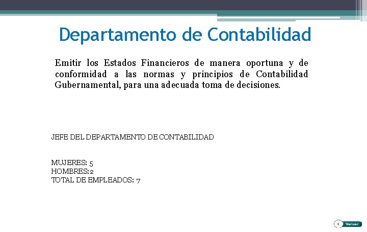 Departamento de Contabilidad Emitir los Estados Financieros de manera oportuna y de conformidad a