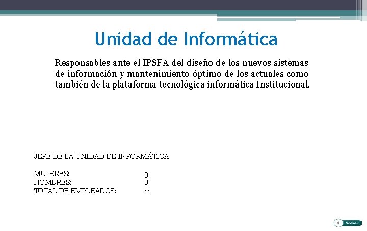 Unidad de Informática Responsables ante el IPSFA del diseño de los nuevos sistemas de