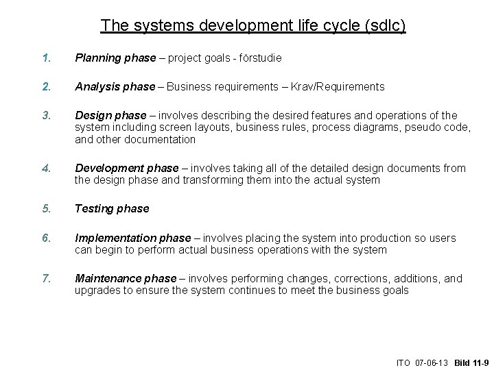 The systems development life cycle (sdlc) 1. Planning phase – project goals - förstudie