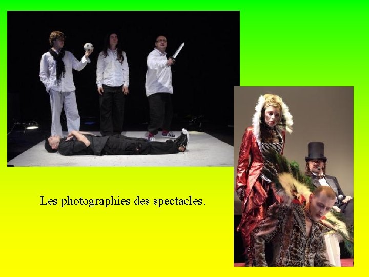 Les photographies des spectacles. 