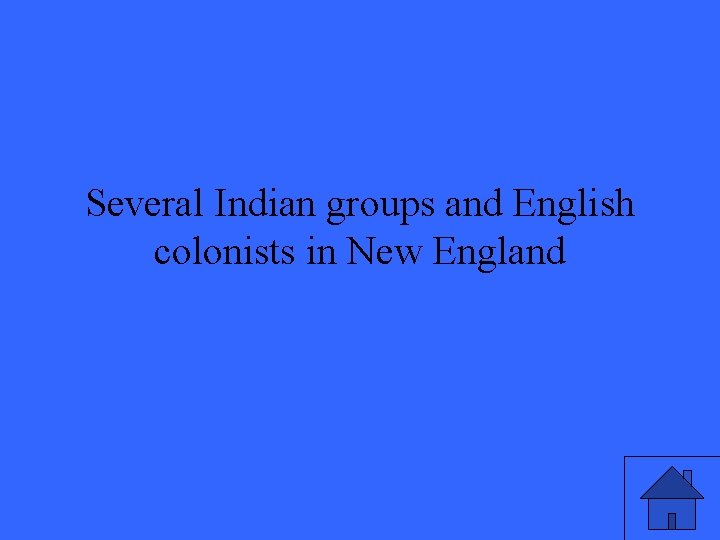 Several Indian groups and English colonists in New England 