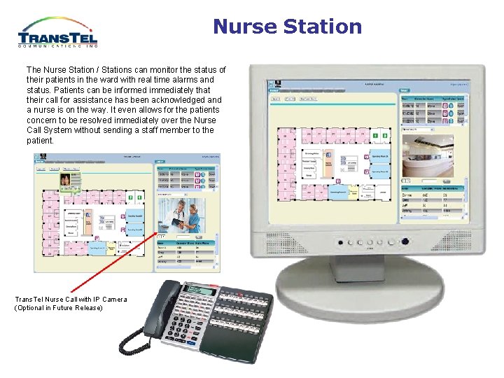 Nurse Station The Nurse Station / Stations can monitor the status of their patients