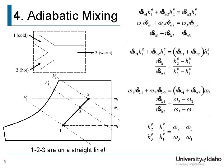 4. Adiabatic Mixing 1 -2 -3 are on a straight line! 8 