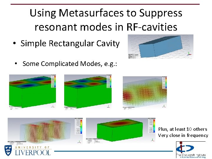 Using Metasurfaces to Suppress resonant modes in RF-cavities • Simple Rectangular Cavity • Some Using Metasurfaces to Suppress resonant modes in RF-cavities • Simple Rectangular Cavity • Some