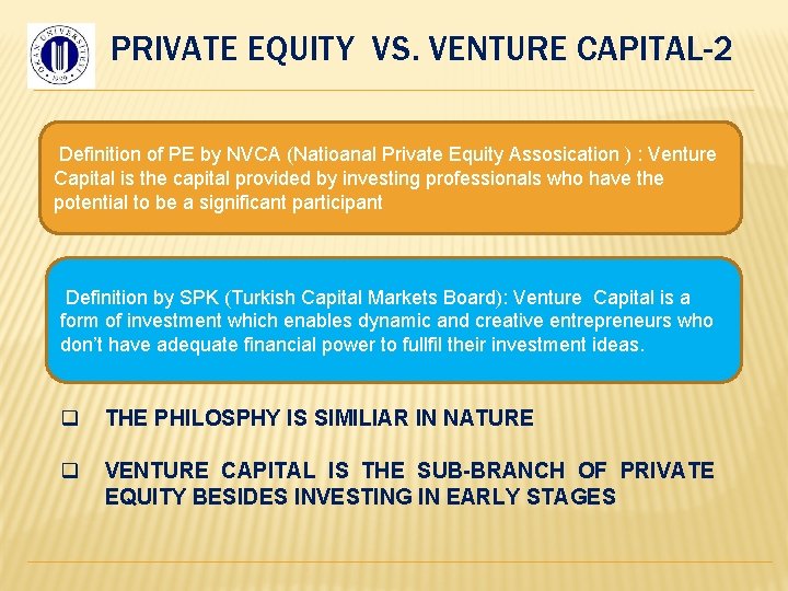 PRIVATE EQUITY VS. VENTURE CAPITAL-2 Definition of PE by NVCA (Natioanal Private Equity Assosication