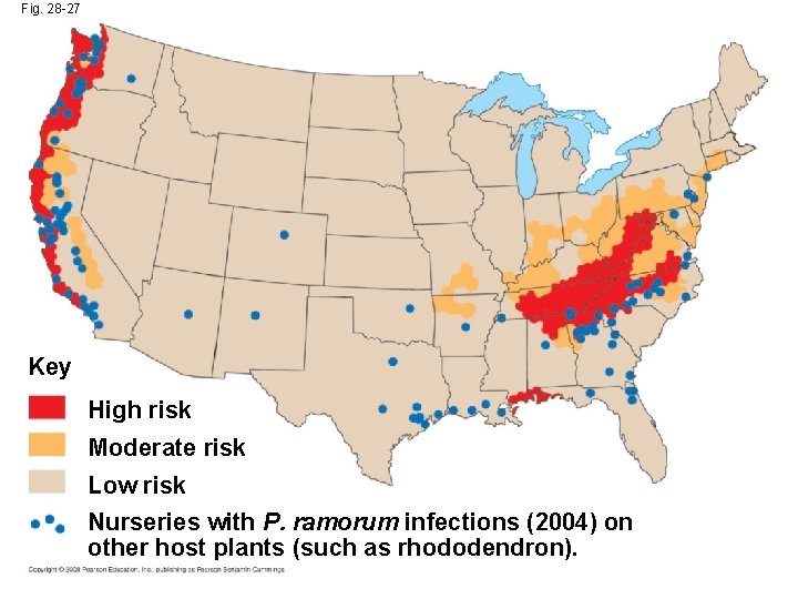 Fig. 28 -27 Key High risk Moderate risk Low risk Nurseries with P. ramorum