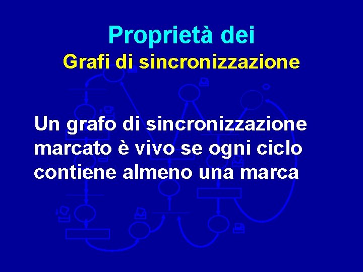 Proprietà dei Grafi di sincronizzazione Un grafo di sincronizzazione marcato è vivo se ogni