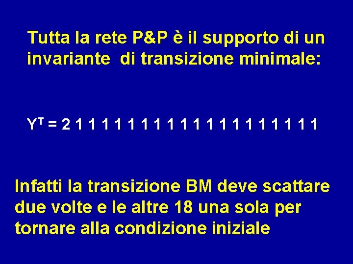 Tutta la rete P&P è il supporto di un invariante di transizione minimale: YT