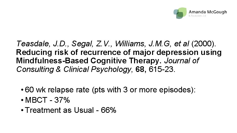 Teasdale, J. D. , Segal, Z. V. , Williams, J. M. G, et al