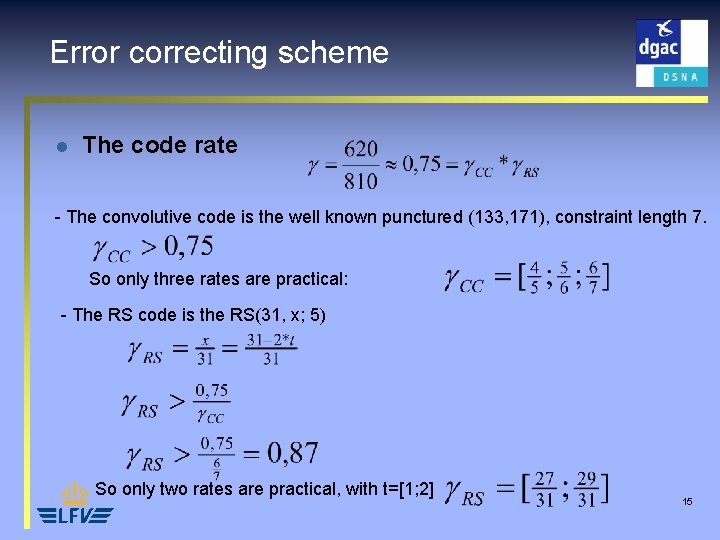 Error correcting scheme l The code rate - The convolutive code is the well