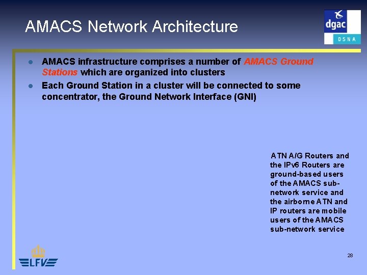 AMACS Network Architecture l l AMACS infrastructure comprises a number of AMACS Ground Stations