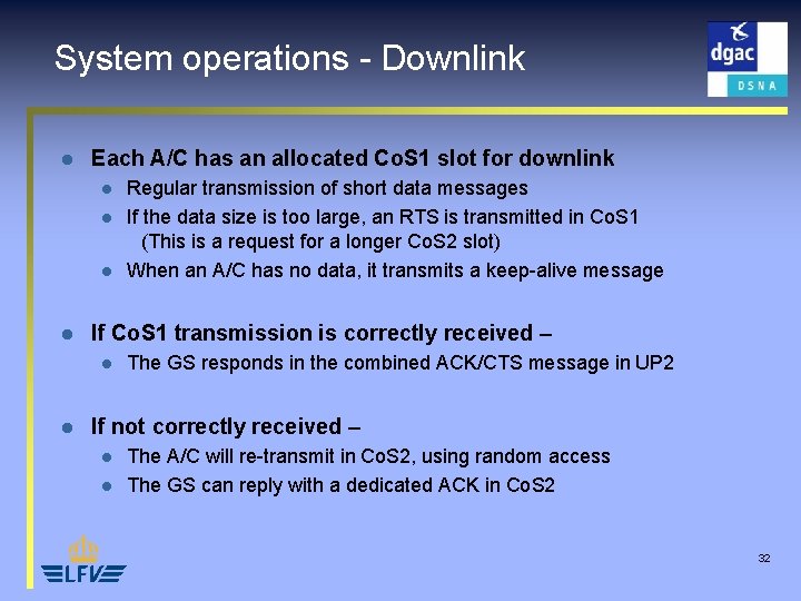 System operations - Downlink l Each A/C has an allocated Co. S 1 slot