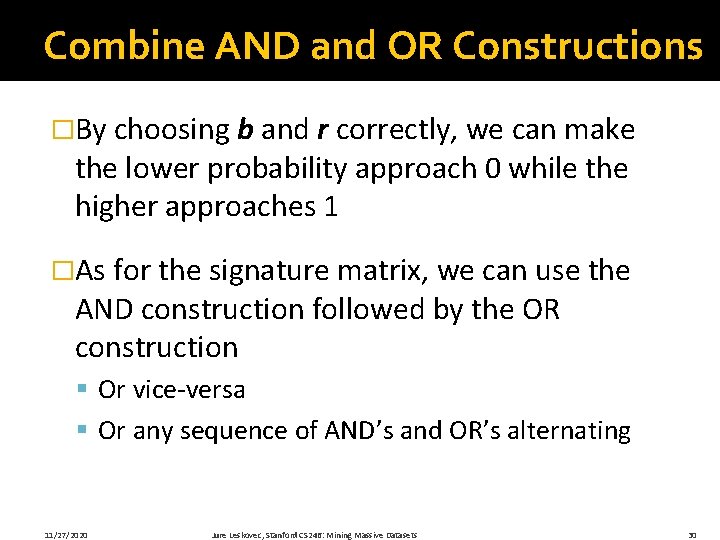 Combine AND and OR Constructions �By choosing b and r correctly, we can make