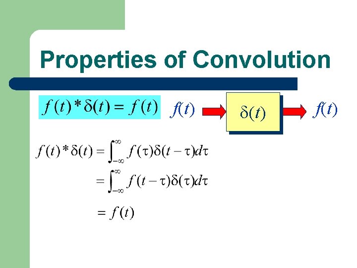 Properties of Convolution f(t) f(t) 