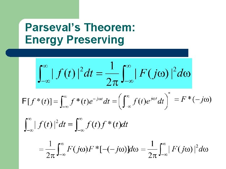 Parseval’s Theorem: Energy Preserving 