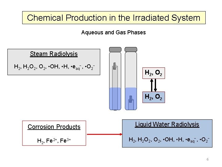 Chemical Production in the Irradiated System Aqueous and Gas Phases Steam Radiolysis H 2,