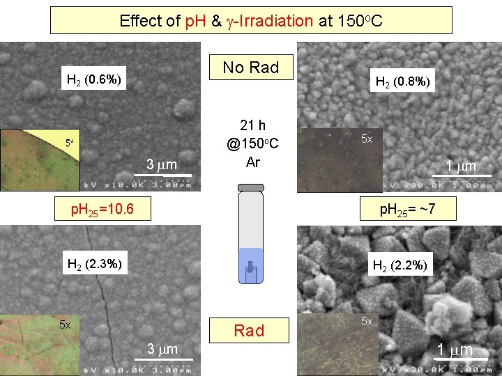 Effect of p. H & -Irradiation at 150 o. C No Rad H 2