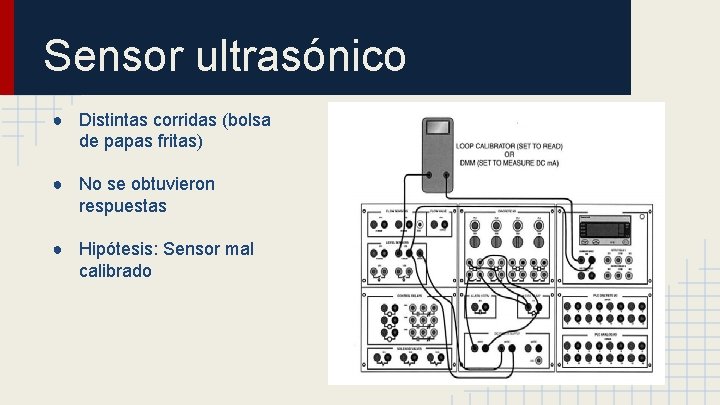 Sensor ultrasónico ● Distintas corridas (bolsa de papas fritas) ● No se obtuvieron respuestas