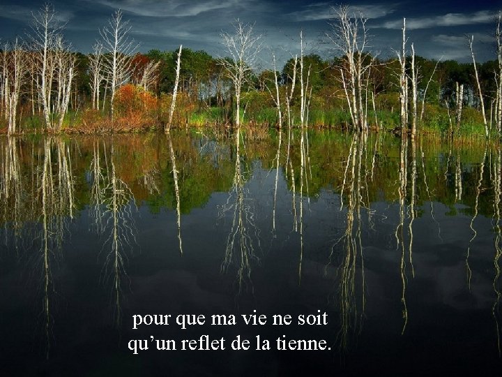 pour que ma vie ne soit qu’un reflet de la tienne. 