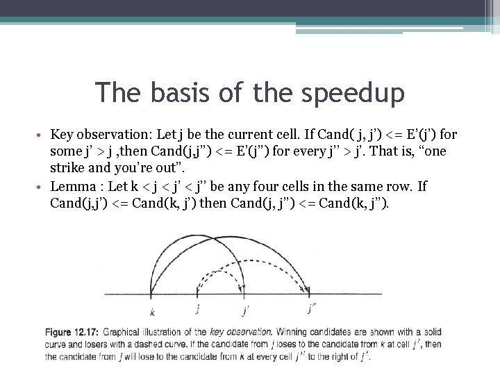 The basis of the speedup • Key observation: Let j be the current cell.