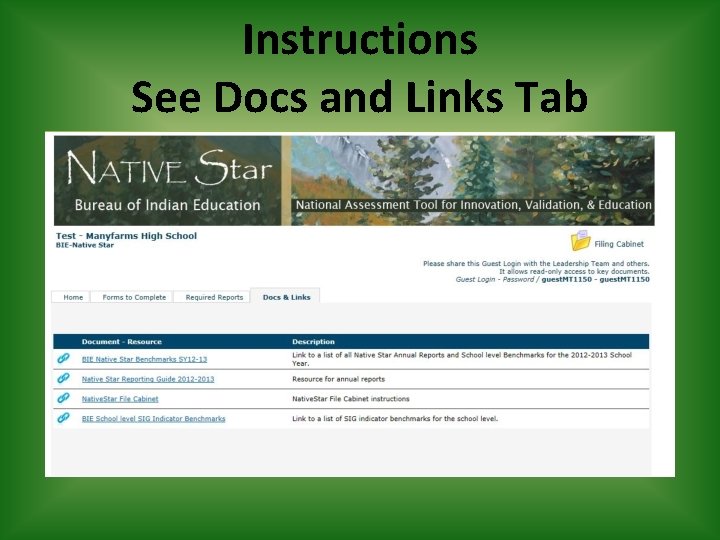 Instructions See Docs and Links Tab 