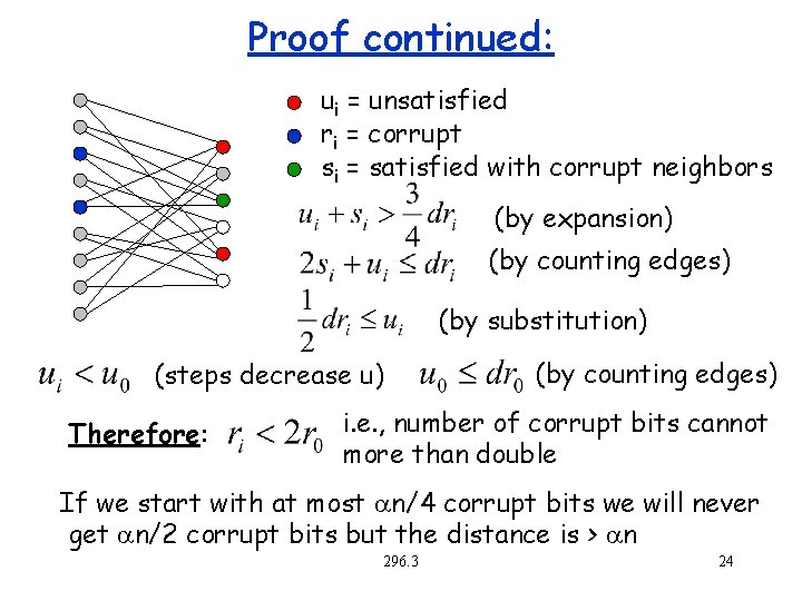 Proof continued: ui = unsatisfied ri = corrupt si = satisfied with corrupt neighbors