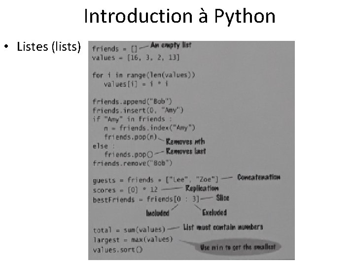 Introduction à Python • Listes (lists) 