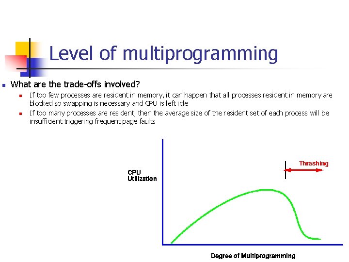 Level of multiprogramming n What are the trade-offs involved? n n If too few Level of multiprogramming n What are the trade-offs involved? n n If too few