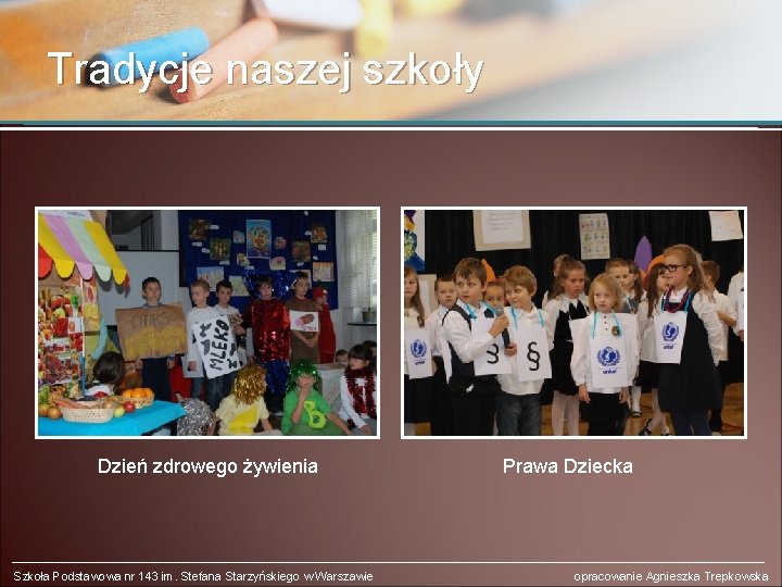 Tradycje naszej szkoły Dzień zdrowego żywienia Szkoła Podstawowa nr 143 im. Stefana Starzyńskiego w