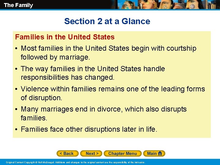 The Family Section 2 at a Glance Families in the United States • Most