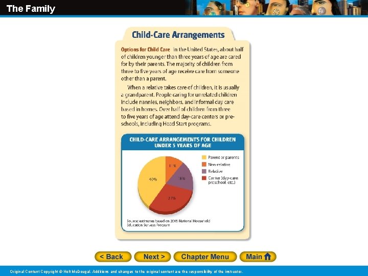 The Family Original Content Copyright © Holt Mc. Dougal. Additions and changes to the