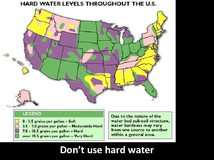Don’t use hard water 