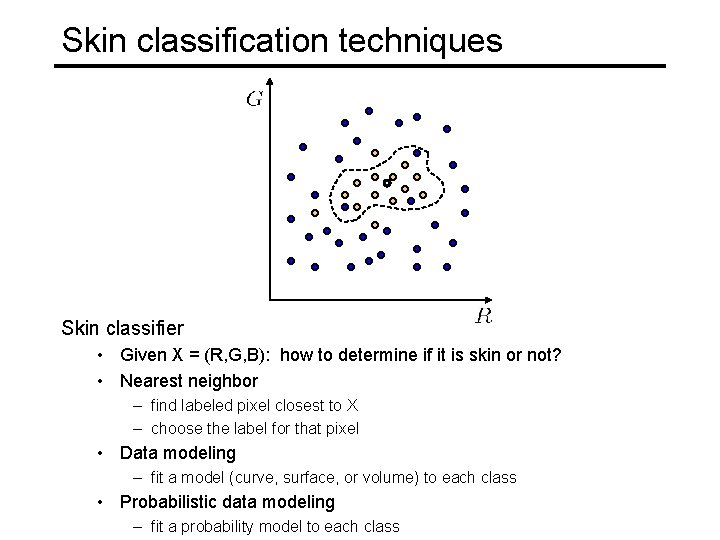 Skin classification techniques Skin classifier • Given X = (R, G, B): how to Skin classification techniques Skin classifier • Given X = (R, G, B): how to