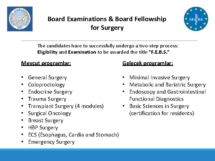 Board Examinations & Board Fellowship for Surgery The candidates have to successfully undergo a