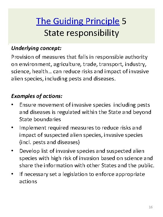 The Guiding Principle 5 State responsibility Underlying concept: Provision of measures that falls in The Guiding Principle 5 State responsibility Underlying concept: Provision of measures that falls in