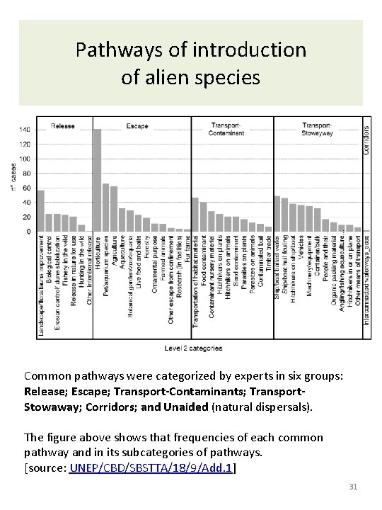 Pathways of introduction of alien species Common pathways were categorized by experts in six