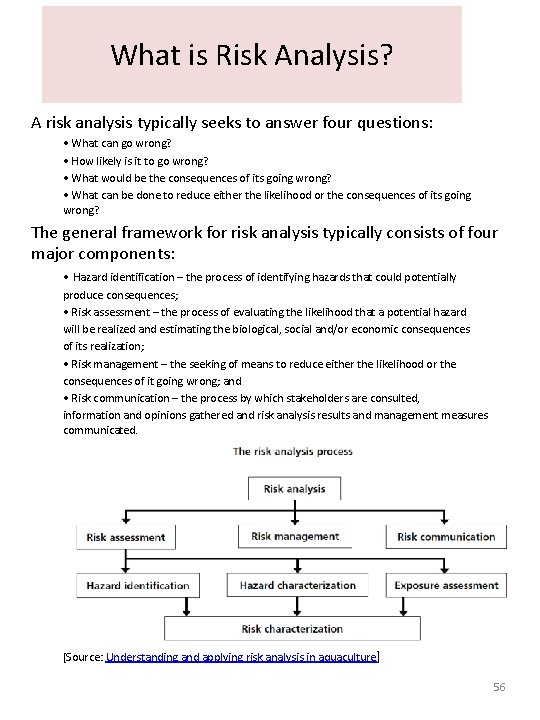 What is Risk Analysis? A risk analysis typically seeks to answer four questions: •