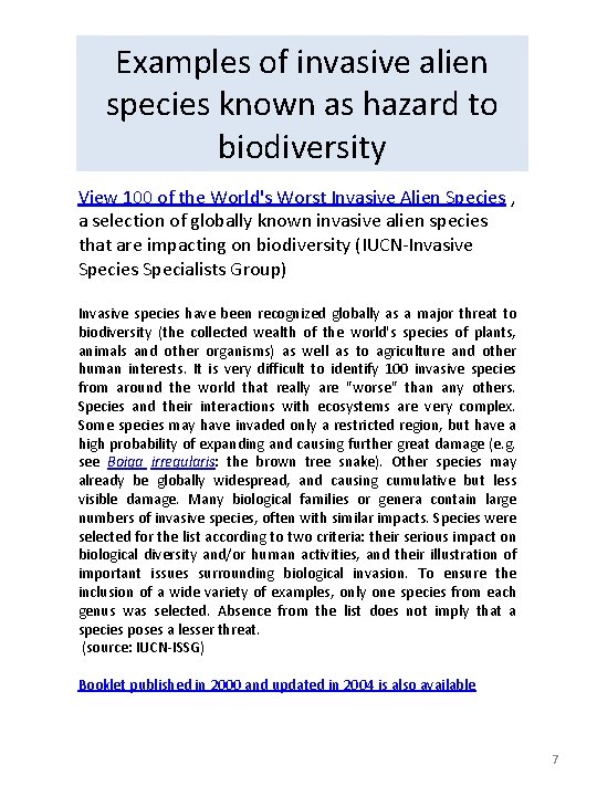 Examples of invasive alien species known as hazard to biodiversity View 100 of the Examples of invasive alien species known as hazard to biodiversity View 100 of the