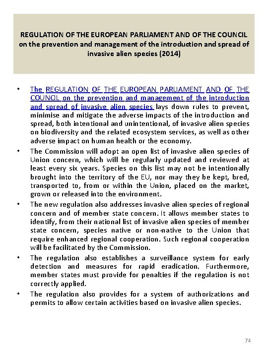 REGULATION OF THE EUROPEAN PARLIAMENT AND OF THE COUNCIL on the prevention and management