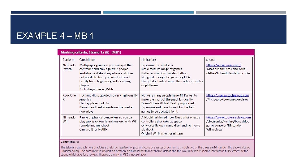 EXAMPLE 4 – MB 1 
