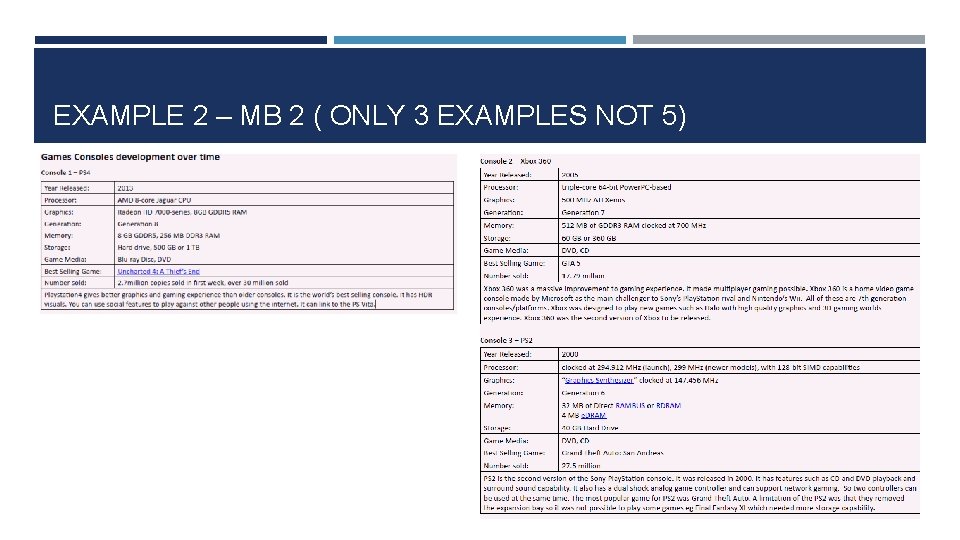 EXAMPLE 2 – MB 2 ( ONLY 3 EXAMPLES NOT 5) 