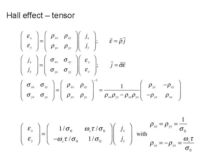 Hall effect – tensor 