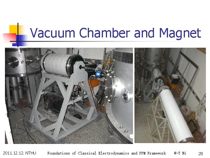 Vacuum Chamber and Magnet 2011. 12. NTHU Foundations of Classical Electrodynamics and PPM Framework