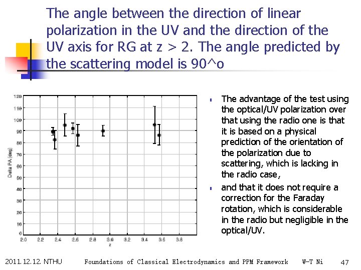The angle between the direction of linear polarization in the UV and the direction