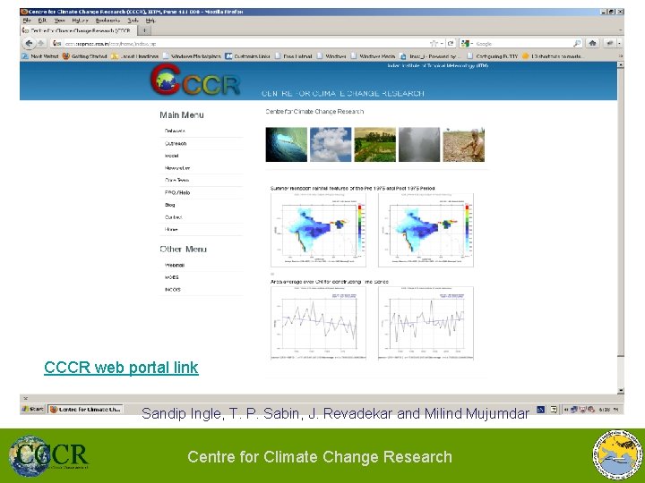 CCCR web portal link Sandip Ingle, T. P. Sabin, J. Revadekar and Milind Mujumdar