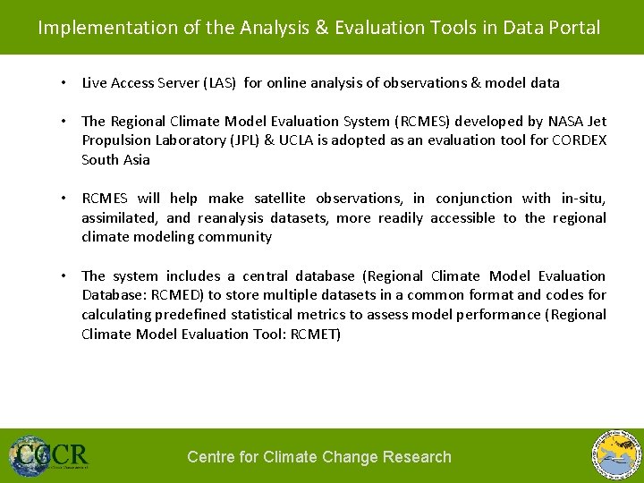 Implementation of the Analysis & Evaluation Tools in Data Portal • Live Access Server