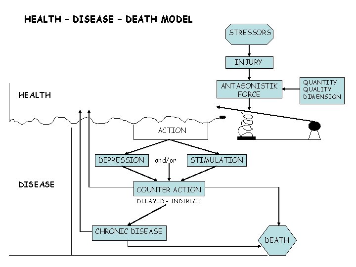 HEALTH – DISEASE – DEATH MODEL STRESSORS INJURY ANTAGONISTIK FORCE HEALTH ACTION DEPRESSION DISEASE