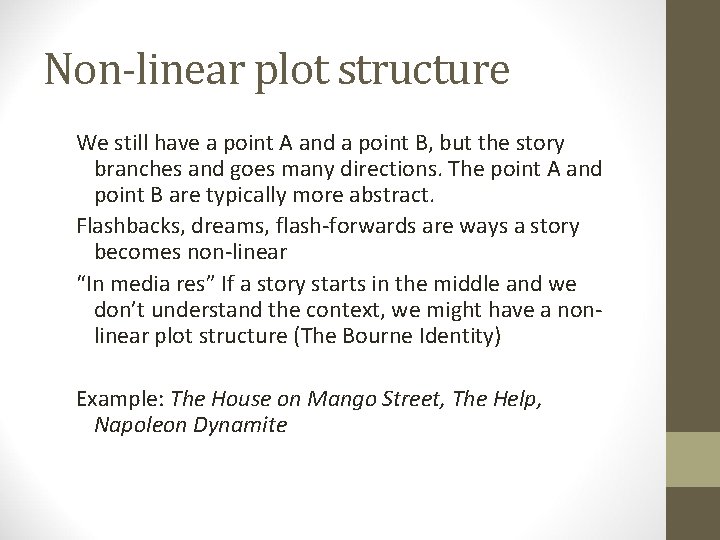Non-linear plot structure We still have a point A and a point B, but